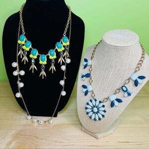 J. Crew 3pc Necklace Lot Colorful Statement Jewelry